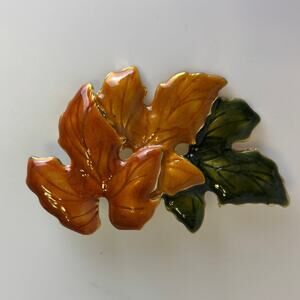 Autumn Fall Leaf Vintage Brooch Pin Marked KC Gold Tone Fashion Jewelry